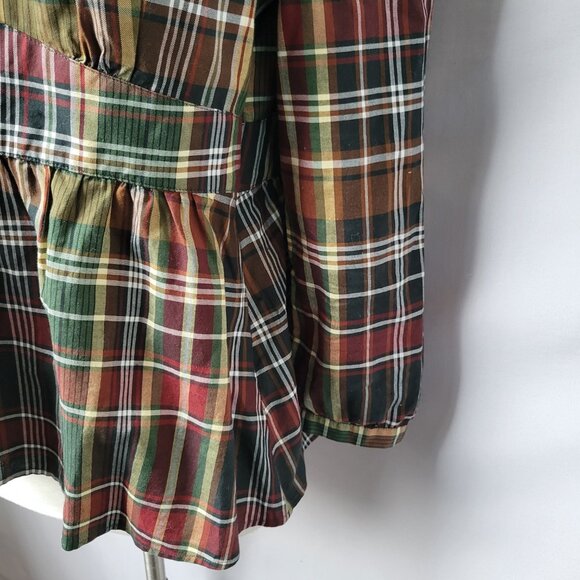 J. Crew Lia Plaid Ruffle Peplum Blouse Green Red 8 - Picture 10 of 14